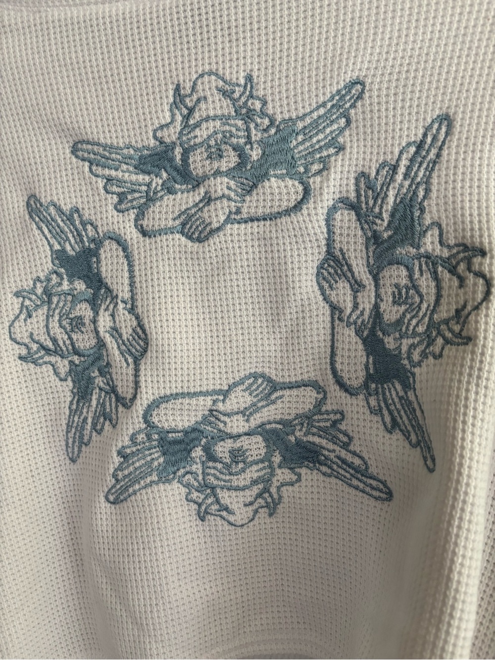 Boys Lie cropped extra long sleeve henley with cherub graphics and gothic text - Picture 7 of 10